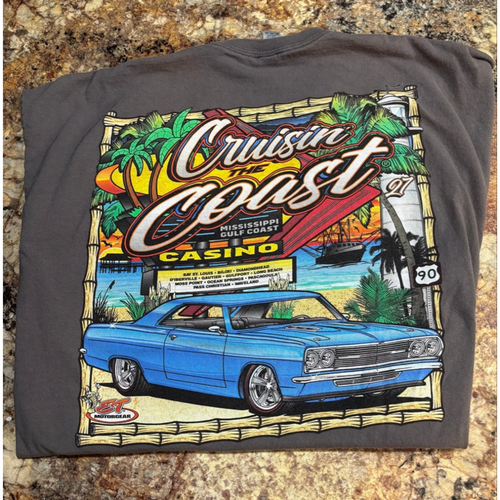 Cruisin The Coast 2000s Mississippi Gulf Coast Casino Graphic T-Shirt